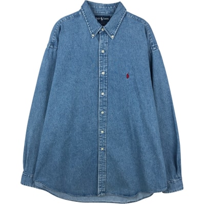 古着 ラルフローレン Ralph Lauren BLAKE 長袖 ボタンダウンデニムシャツ メンズXL相当/eaa666230