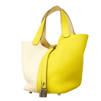 ★SALE【6gd3813】エルメス ハンドバッグ ピコタンロックPMカザック トリヨンクレマンス ナタ/ライム シルバー金具 Y刻印【中古】レディース