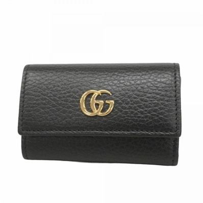 【6dc3319-k】グッチ キーケース GGマーモント 456118 レザー ブラック ゴールド金具【中古】メンズ レディース ユニセックス