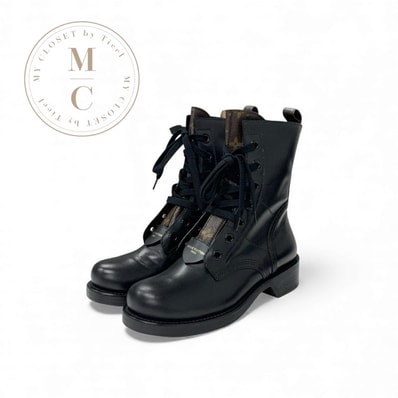 ルイヴィトン LOUIS VUITTON メトロポリスライン モノグラム ブーツ ショートブーツ 靴 シューズ レザー ブラック ブラウン 黒 アンクルレースアップ