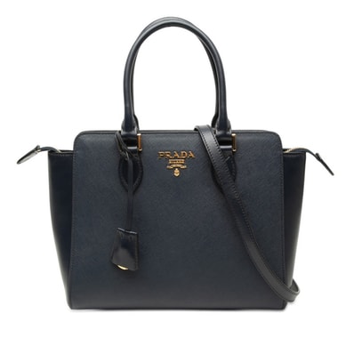 プラダ ハンドバッグ ショルダーバッグ 2WAY 1BA113 ネイビー サフィアーノレザー レディース PRADA 【中古】