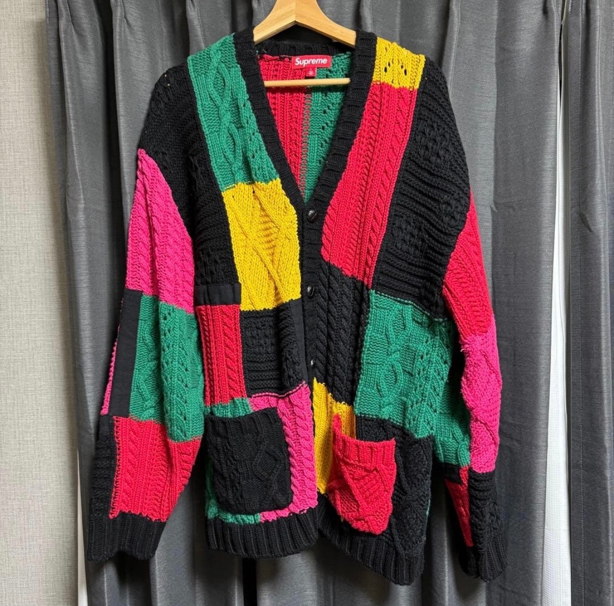 未使用に近い】シュプリーム パッチワーク ケーブル ニット