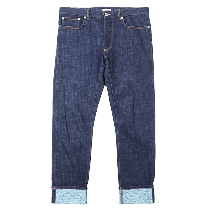 【極美品】Dior ディオール パンツ デニム サイズ 32 メンズ ロゴ ボタン ジーンズ オブリーク トロッター SLIM 17.5 ストレッチ レザーパッチ ボトムス インディゴ イタリア製