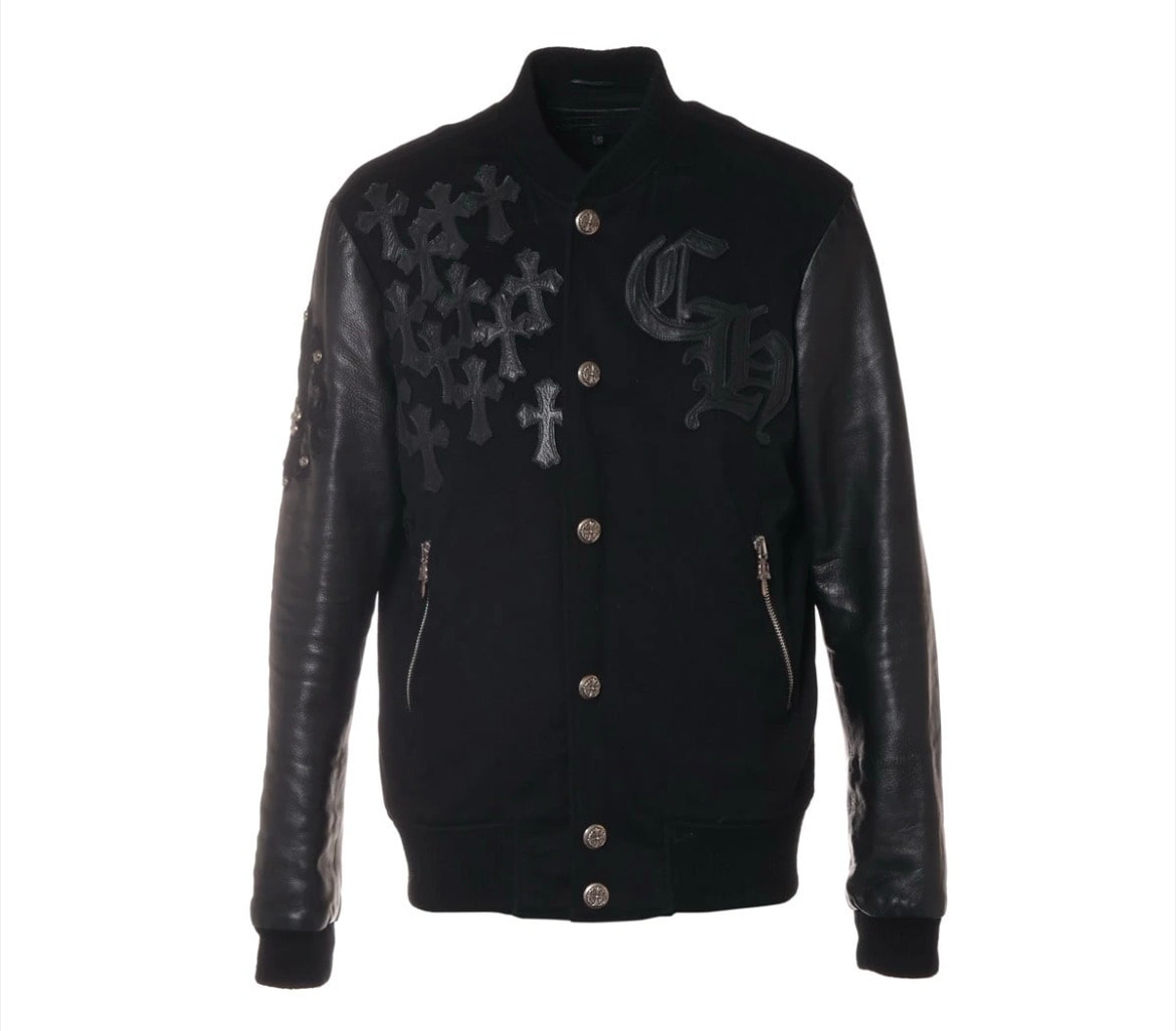 Chrome Hearts Letter Man CH Multi Leather Patch Leather Sleeve Blouson "Black"