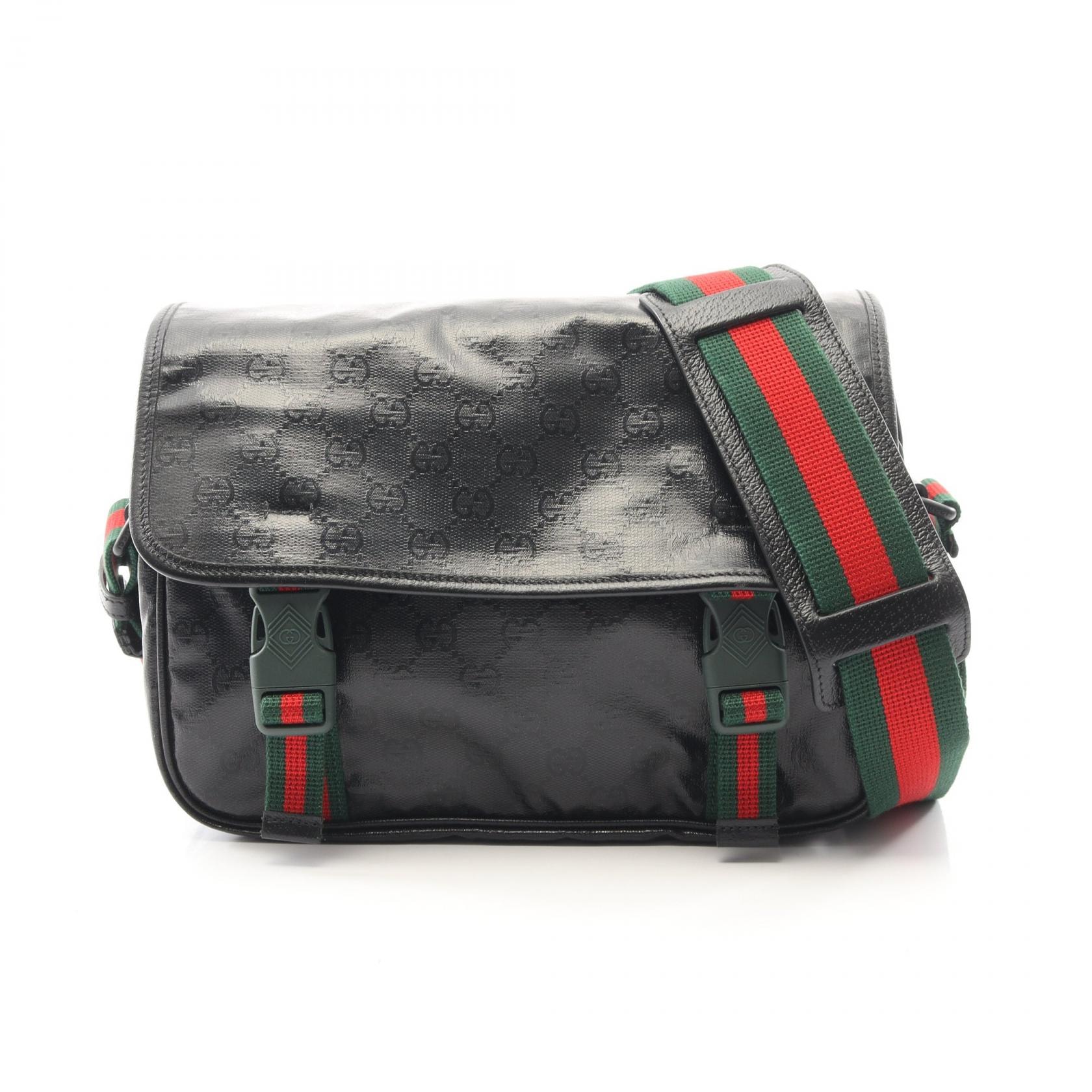 グッチ GUCCI GGクリスタル ショルダーバッグ バッグ PVCコーティングキャンバス レザー メンズ ブラック系 760123 【中古】