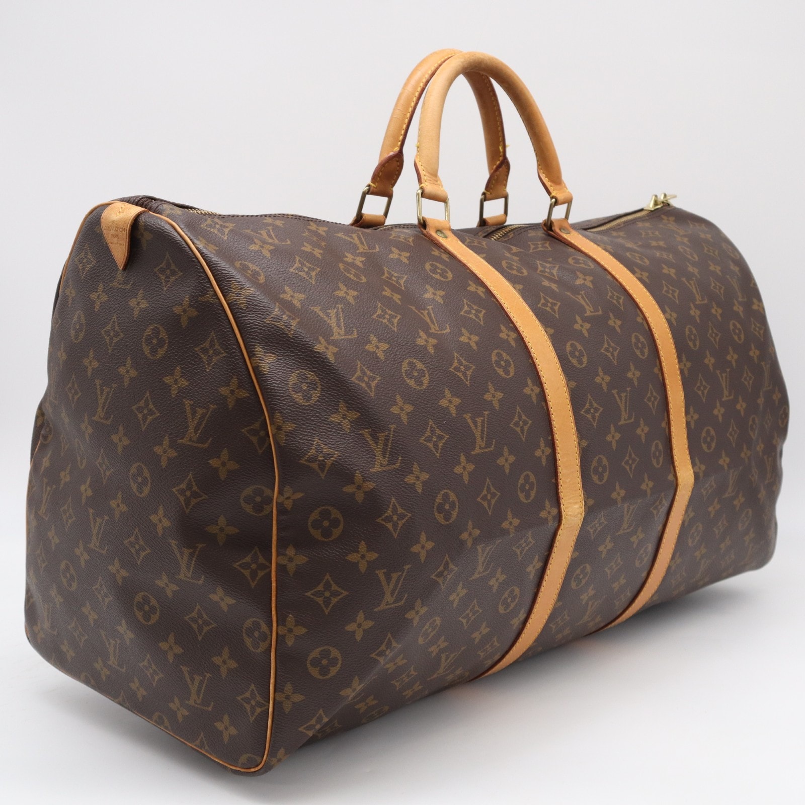 LOUIS VUITTON ルイ・ヴィトン モノグラム キーポル60 M41422 ボストンバッグ ブラウン ベージュ コーティングキャンバス レザー メンズ