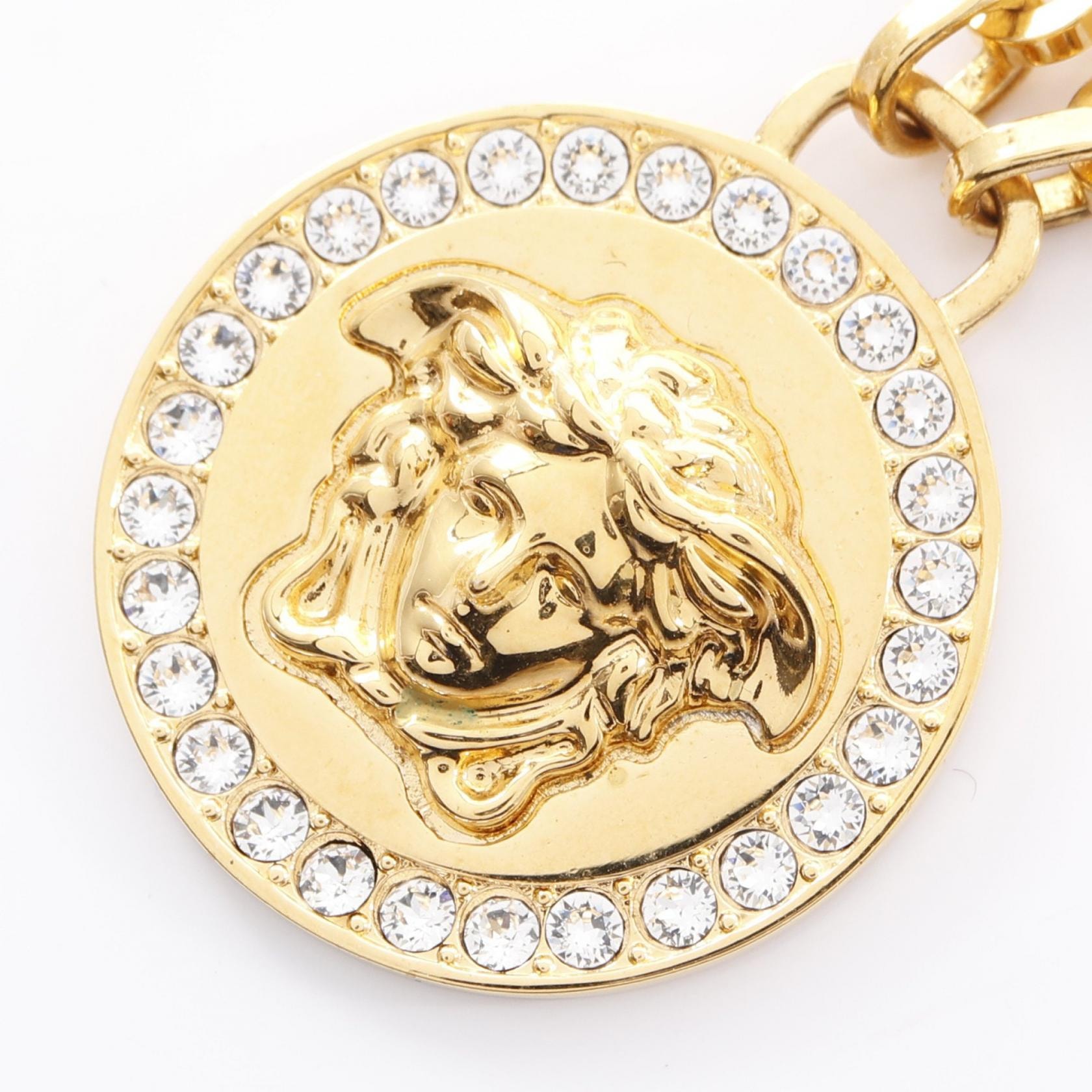 ヴェルサーチ VERSACE メデューサ グレカ ネックレス ジュエリー GP（ゴールドメッキ） ラインストーン レディース ゴールド系 / クリア系 【中古】