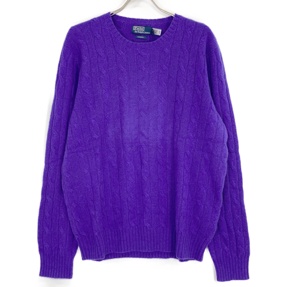 ポロ ラルフローレン パープル アイコニック ケーブルニット カシミヤ セーター L