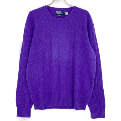 ポロ ラルフローレン パープル アイコニック ケーブルニット カシミヤ セーター L