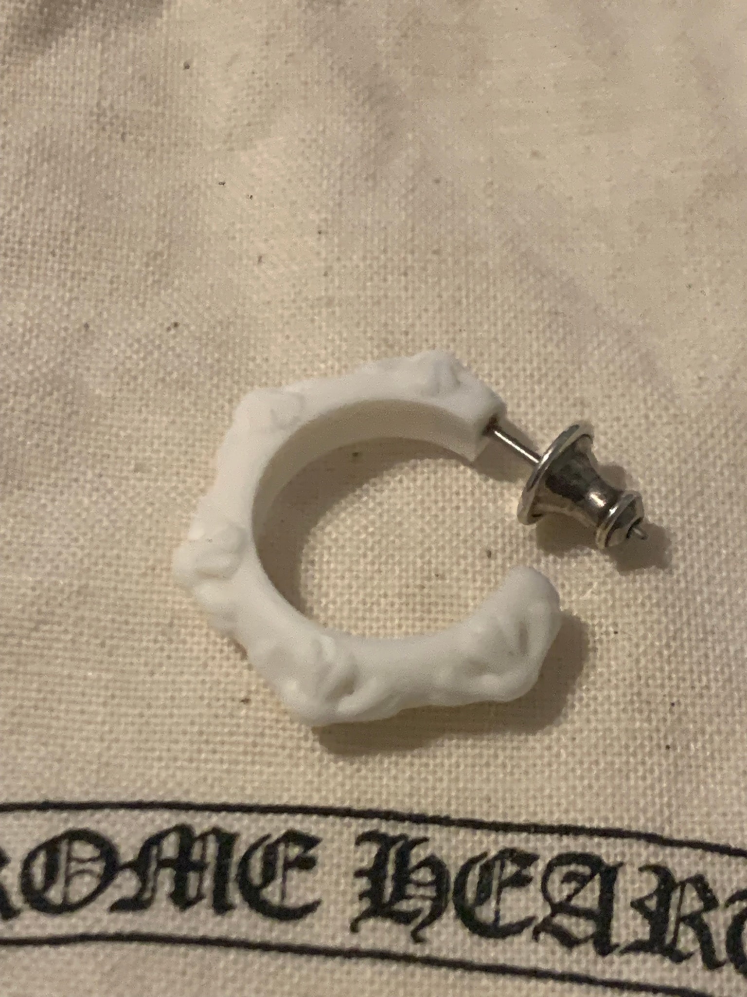 Chrome Hearts CH Cross Silicon Hoop Earrings "White"