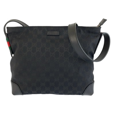 美品 GUCCI グッチ シェリーライン ブラック 黒 GGキャンバス レザー/ ショルダーバッグ メッセンジャーバッグ 男女兼用 604694 【中古】