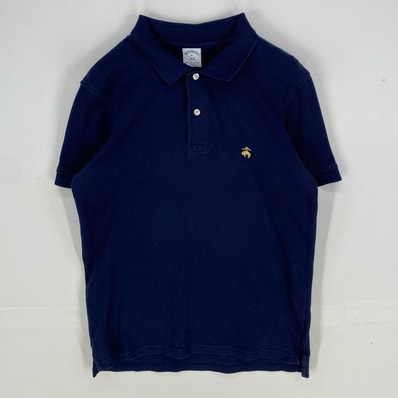 古着 ブルックスブラザーズ Brooks Brothers 鹿の子 半袖シャツ 刺繍ロゴ 1818 ポロシャツ M ネイビー系 メンズ