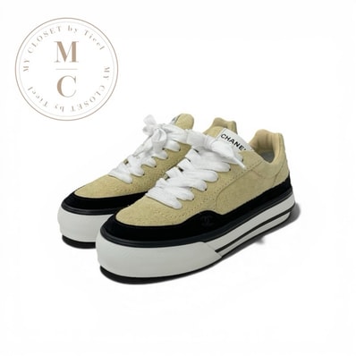 シャネル CHANEL スニーカー 靴 シューズ スエード ベージュ ブラック ホワイト ココマーク