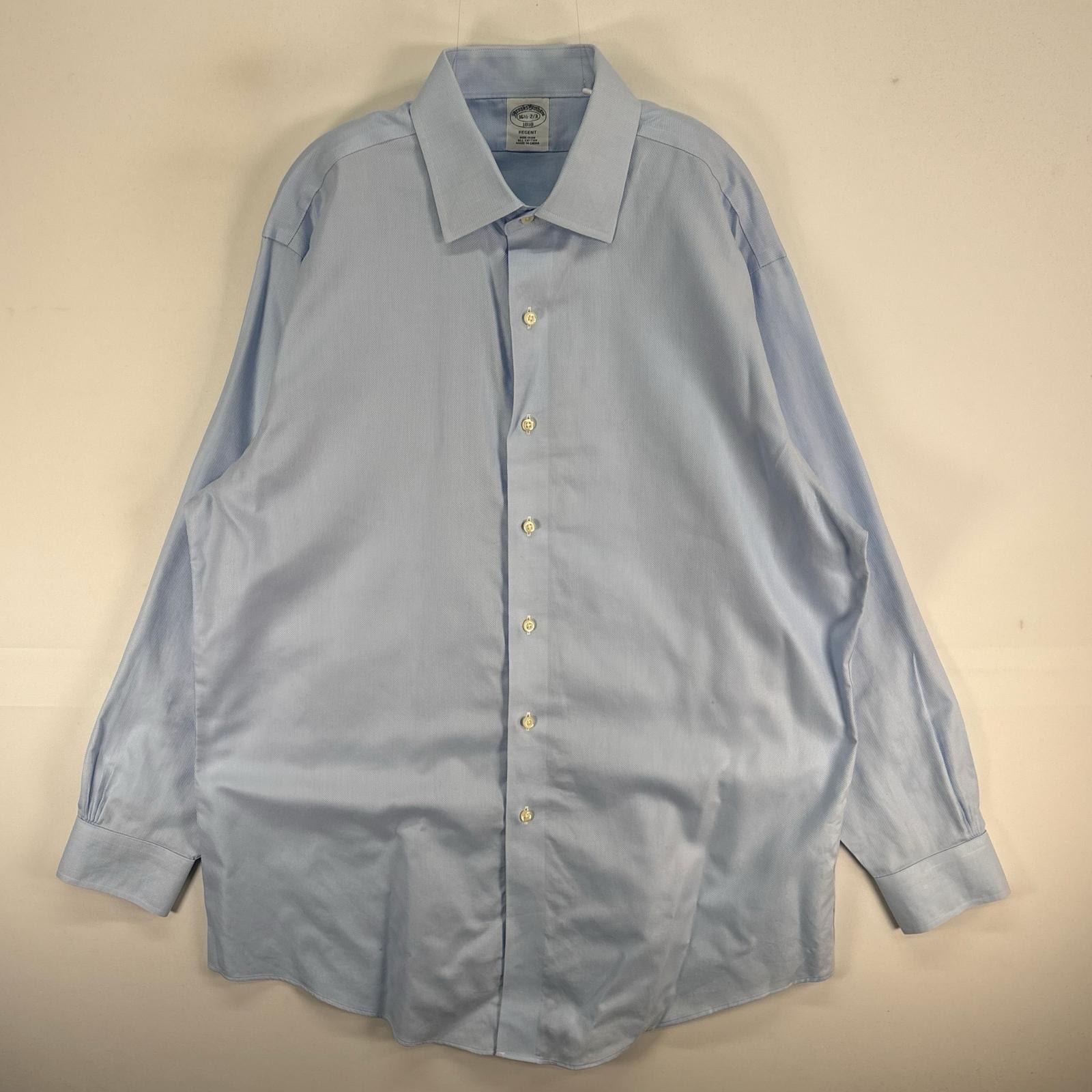 古着 ブルックスブラザーズ Brooks Brothers 長袖シャツ REGENT 1818 カラーステイ L ブルー系 無地 メンズ