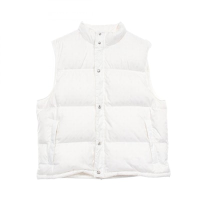 Chrome Hearts CH Plus Pattern Nylon Stiff Down Vest Dagger Zip Cross Ball Button "White"
