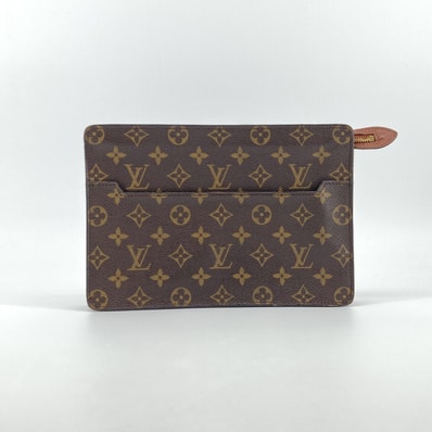 LOUIS VUITTON(ルイ・ヴィトン) ポシェット オム モノグラム レザー M51795 セカンドバッグ ブラウン×ゴールド