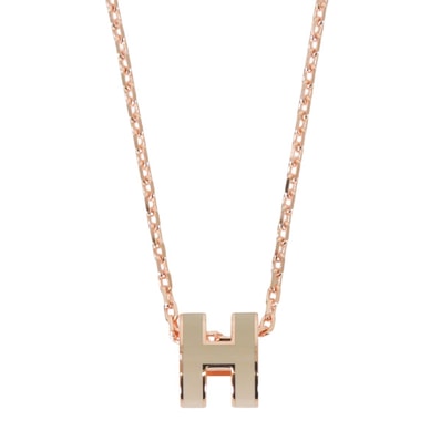 HERMES エルメス ネックレス ミニ ポップアッシュ ペンダント マロングラッセ ローズゴールドプレーテッド/ラッカー 新品