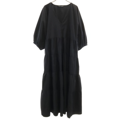 ZARA ザラ 長袖 ティアード ロングワンピース S ブラック