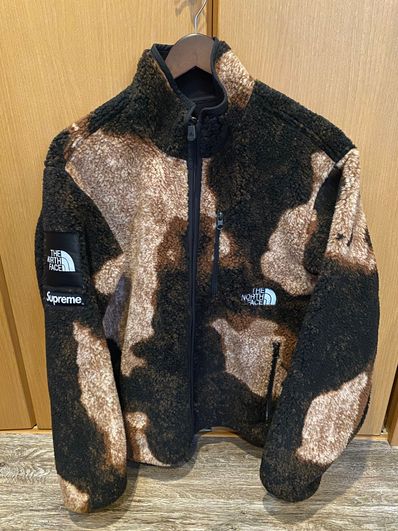 Supreme x The North Face Bleached Denim Print Fleece Jacket "Black"