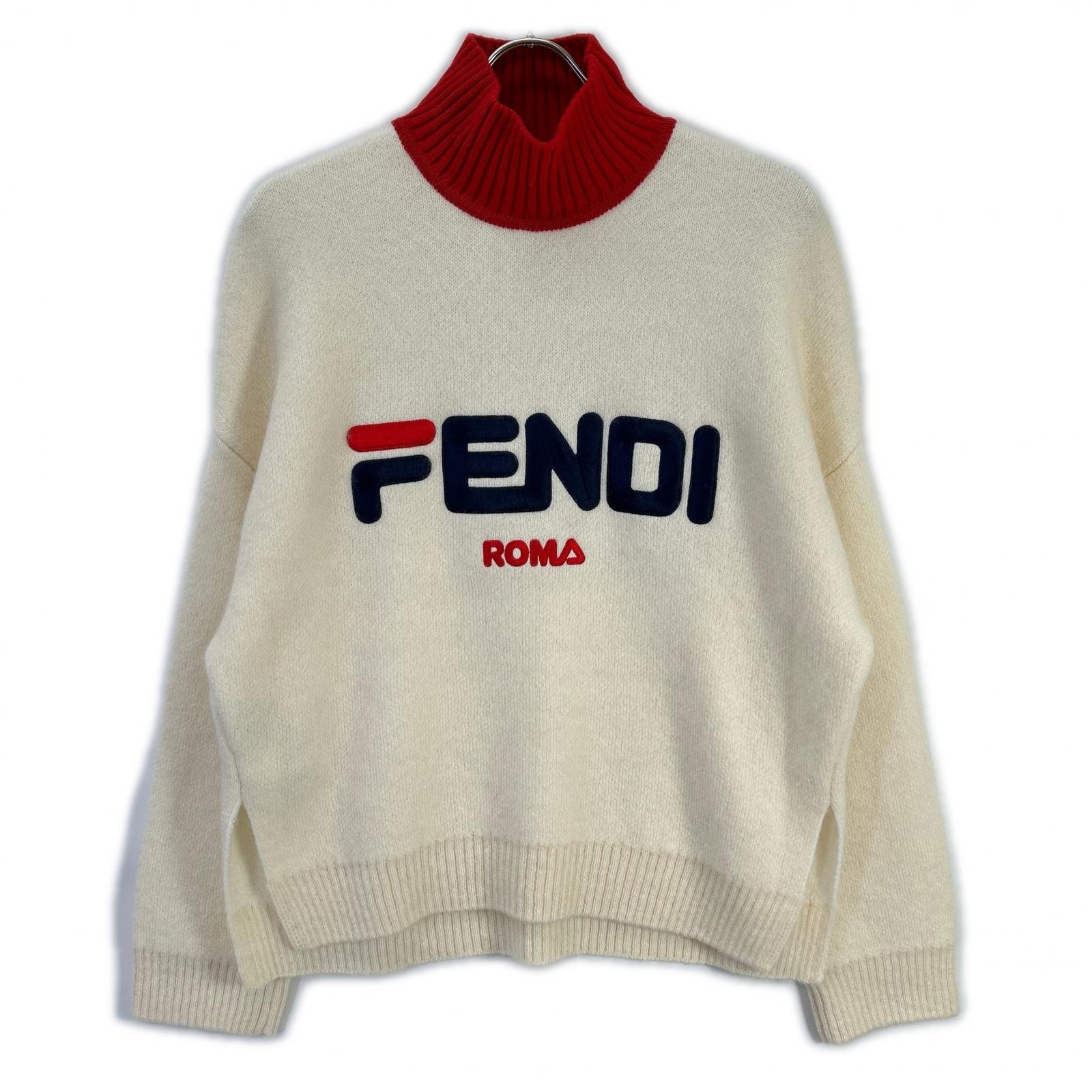 フェンディ ×フィラ 18年製 FZY688 ロゴ ニットセーター