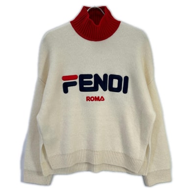 フェンディ ×フィラ 18年製 FZY688 ロゴ ニットセーター