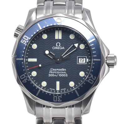 オメガ OMEGA 2561.80 シーマスター 300m ブルー クォーツ ボーイズ 良品 腕時計 I#147177