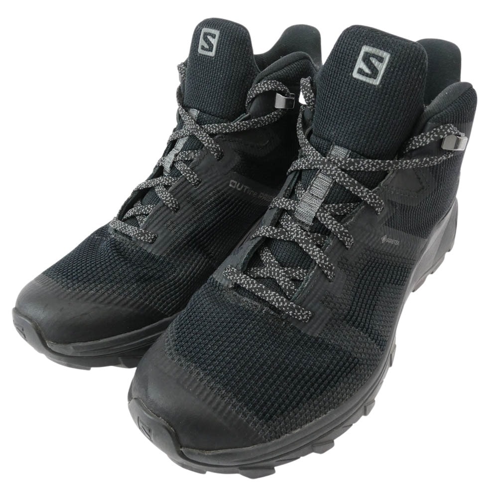 salomon サロモン スニーカー 411211 OUTline Prism mid GTX アウトライン プリズム ミッド ゴアテックス スニーカー ブラック系 24.5cm【中古】