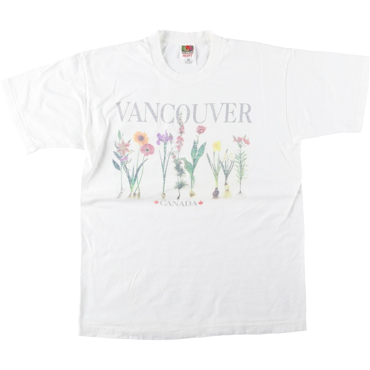 古着 90年代 フルーツオブザルーム FRUIT OF THE LOOM HEAVY cotton 花柄 プリントTシャツ カナダ製 メンズL相当 ヴィンテージ/eaa644515