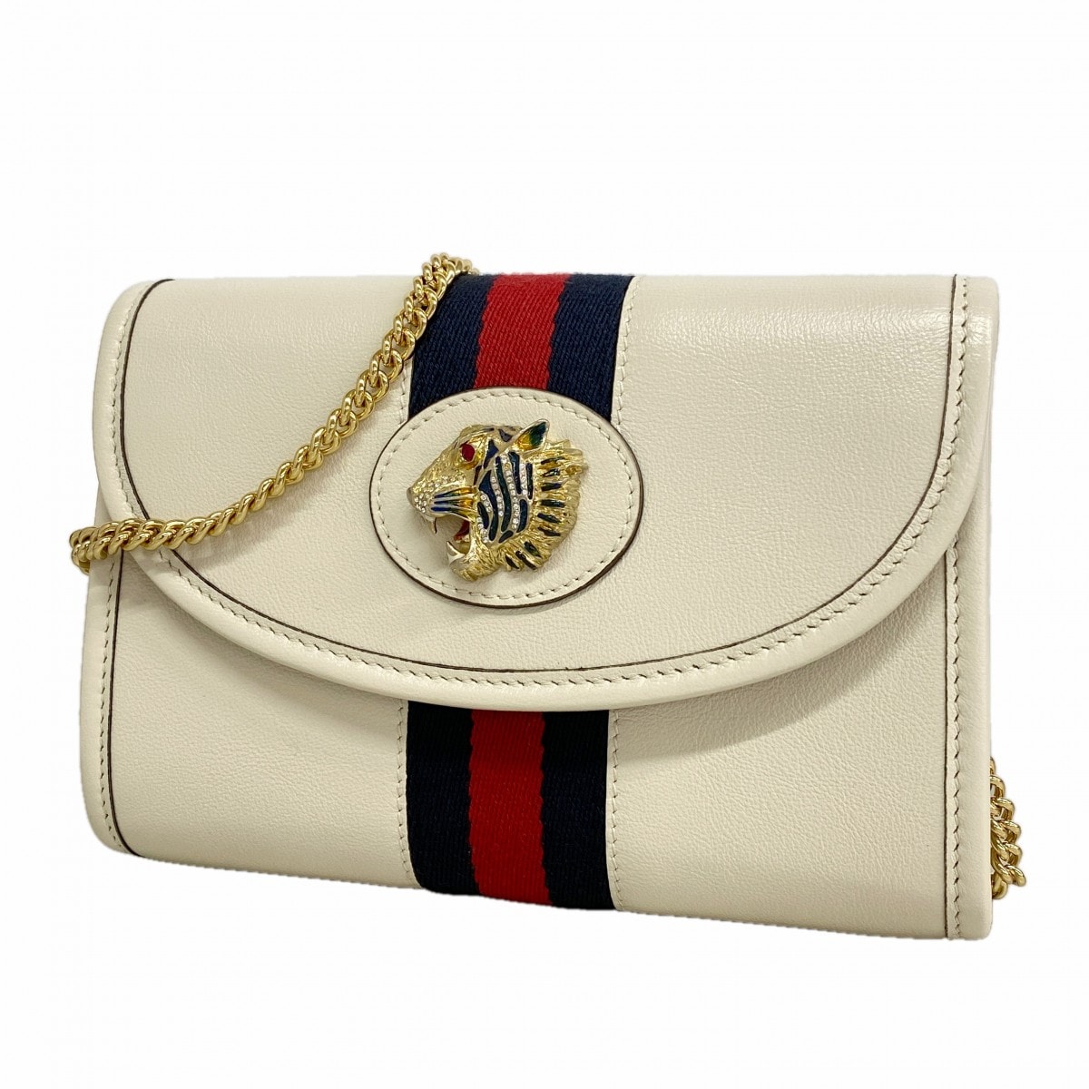 【6gc3215-k】グッチ ショルダーバッグ ラジャ 573797 レザー ホワイト ゴールド金具【中古】レディース