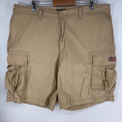 古着 ポロジーンズ POLO JEANS パンツ カーゴ ジップフライ 大きいサイズ ショーツ ハーフパンツ 40 ベージュ系 メンズ