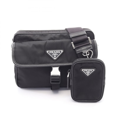 プラダ PRADA Re-Nylon ショルダーバッグ バッグ ナイロン サフィアーノレザー メンズ ブラック系 【中古】
