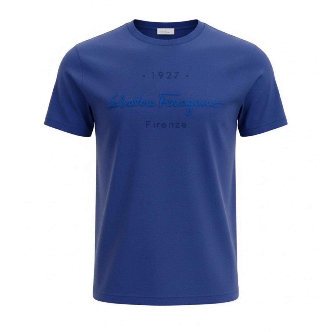 Salvatore Ferragamo サルヴァトーレフェラガモ ブランドロゴTシャツ ブルー コットン 半袖Tシャツ A3-00160 【中古】