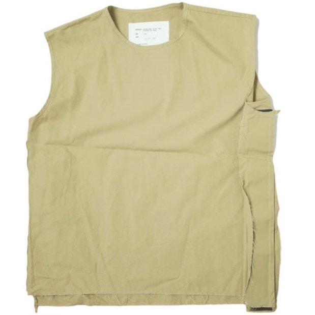 CAMIEL FORTGENS カミエル フォートヘンス TRAINING KIT WATERPROOF COTTON オーバーサイズクルーネックベスト P/N 07.02.02 M BEIGE ジレ カットオフ トップス g8497