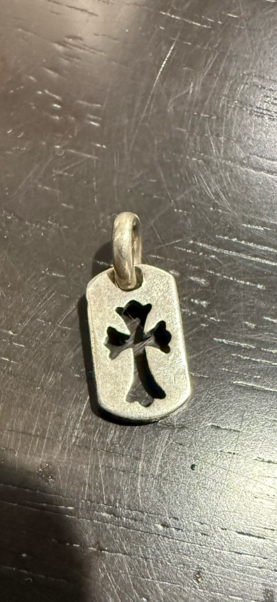Chrome Hearts Tiny Cutout Cross Dog Tag Charm "Silver"