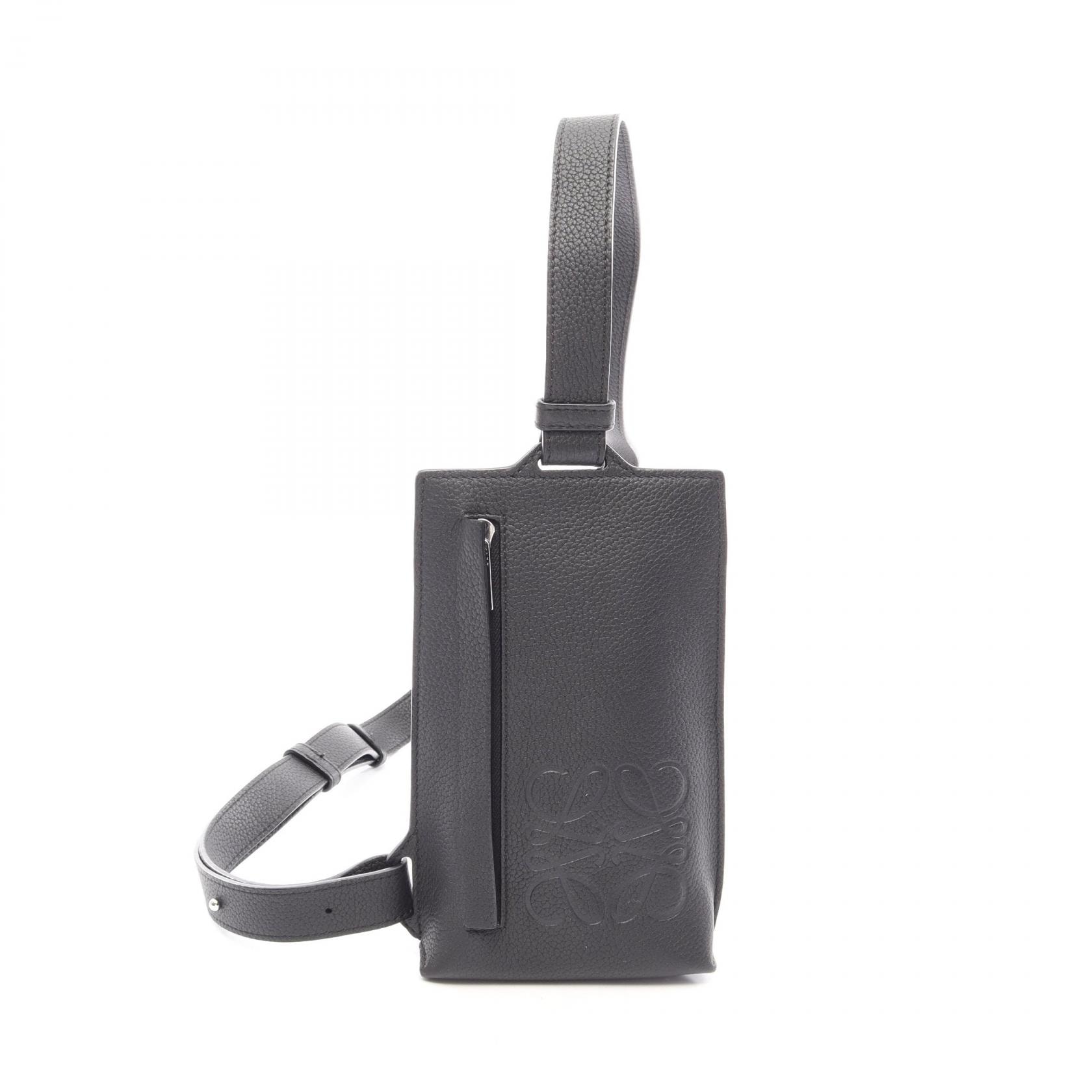 ロエベ LOEWE アナグラム バーティカル Tポケット ウエストバッグ ボディバッグ バッグ レザー メンズ ブラック系 C660P02X01 【中古】