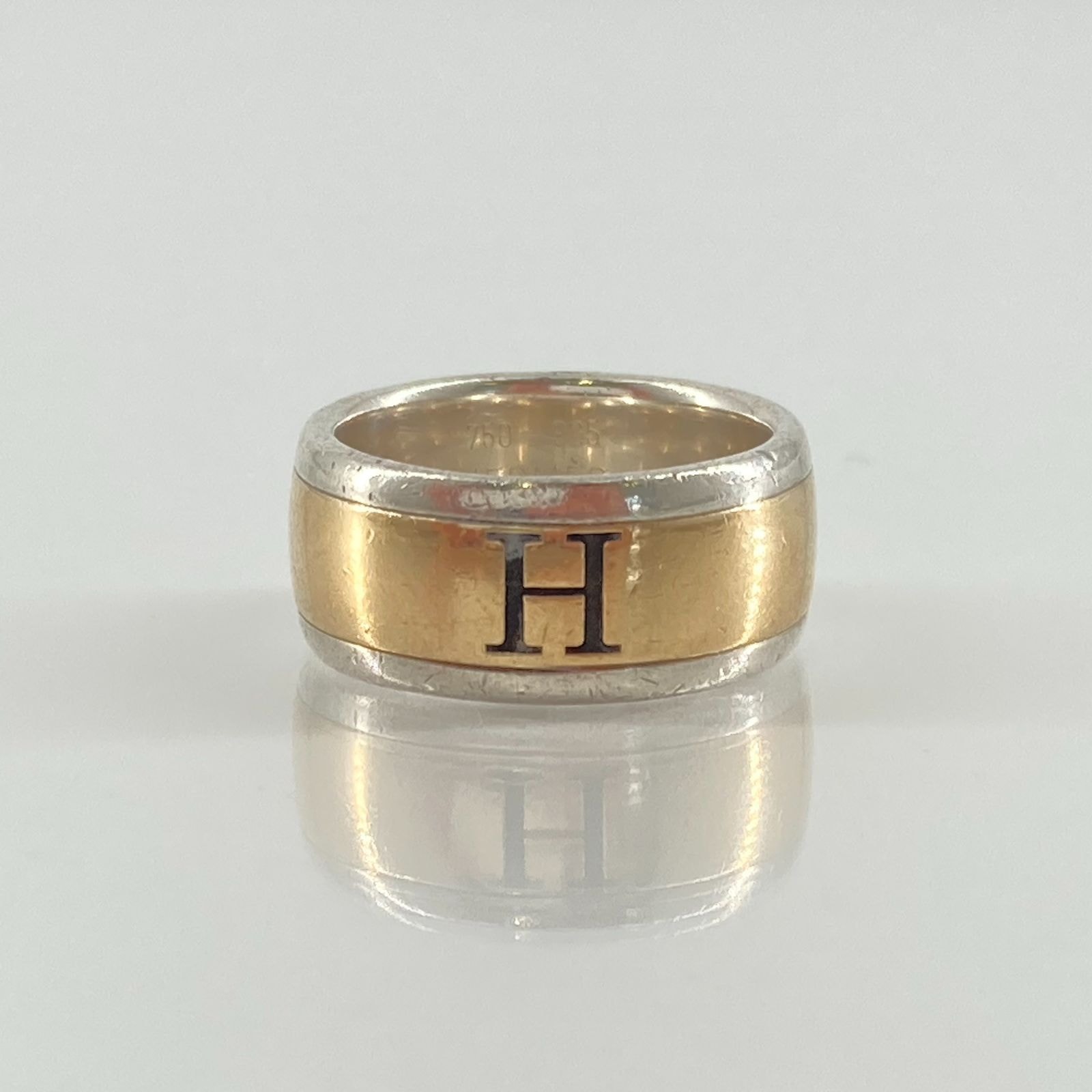 HERMES(エルメス) Hロゴ コンビネーション リング Ag925/750 7.8g ゴールド×シルバー