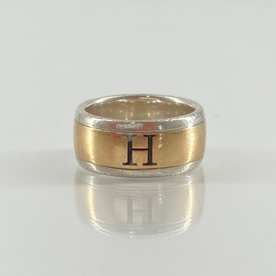 HERMES(エルメス) Hロゴ コンビネーション リング Ag925/750 7.8g ゴールド×シルバー
