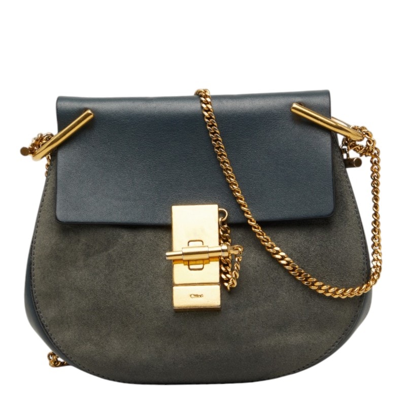 クロエ ドリュー ショルダーバッグ グレー スウェード レザー レディース Chloe 【中古】