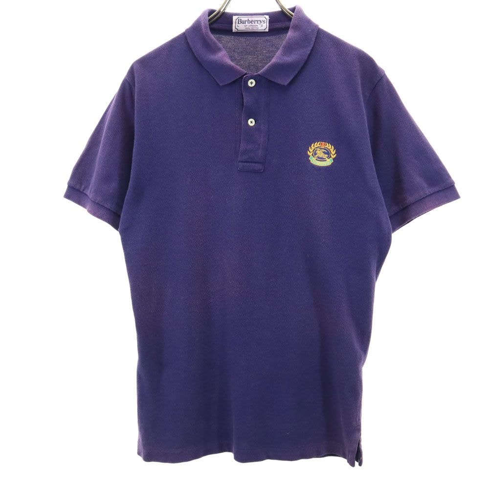 Burberrys バーバリーズ 90s オールド 半袖 ポロシャツ L ブルー系 OF LONDON 鹿の子地
