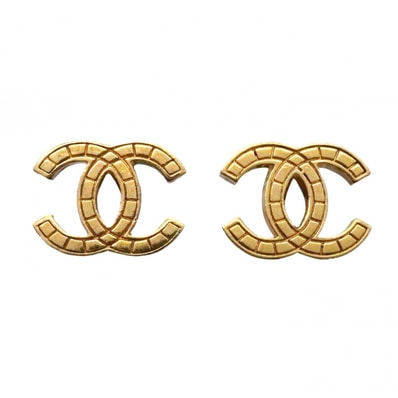 【6jcb0990-k】シャネル ピアス ココマーク チョコバー GPメッキ ゴールド【中古】レディース