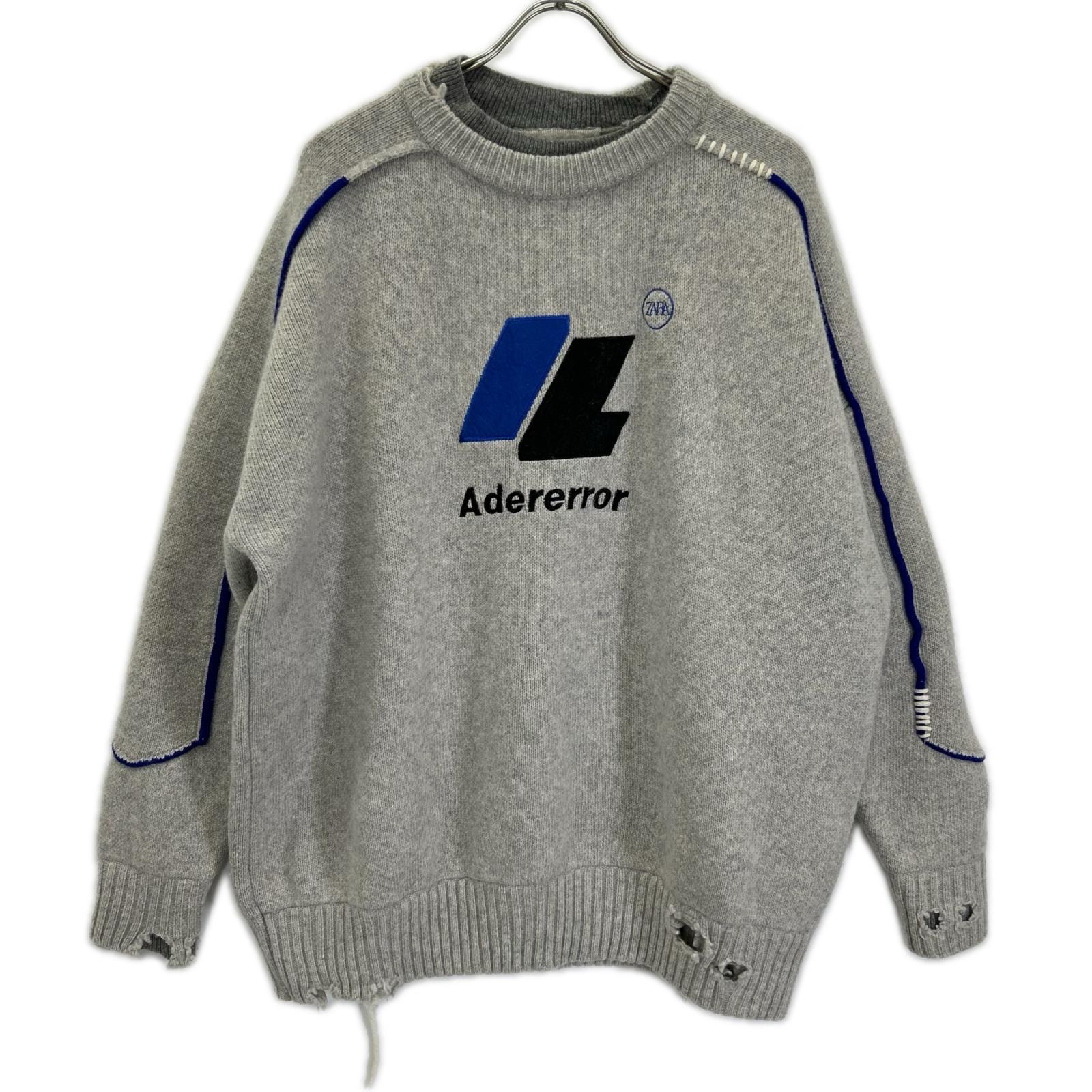 ザラ 【×Adererror】グレー ウール フロントロゴ オーバーサイズ ニット S-M