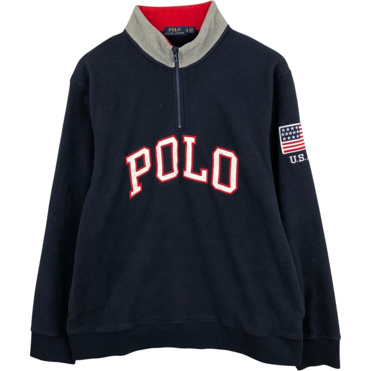 古着 ラルフローレン Ralph Lauren POLO RALPH LAUREN 星条旗柄 ハーフジップ フリースプルオーバー メンズXL相当/eaa627049