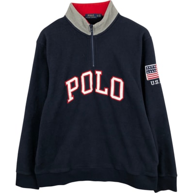 古着 ラルフローレン Ralph Lauren POLO RALPH LAUREN 星条旗柄 ハーフジップ フリースプルオーバー メンズXL相当/eaa627049