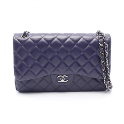 シャネル CHANEL デカマトラッセ30 クラシック ラージ Wフラップ ショルダーバッグ バッグ ラムスキン(羊革) レディース パープル系 【中古】