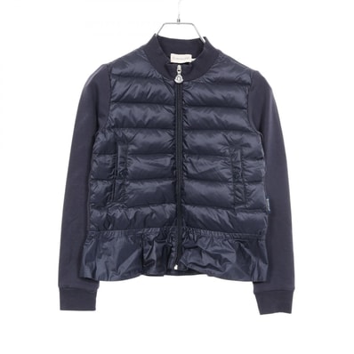 モンクレール MONCLER カーディガン 切替 キッズ ダウンジャケット 衣料品 アウター ナイロン コットン レディース ネイビー系 【中古】