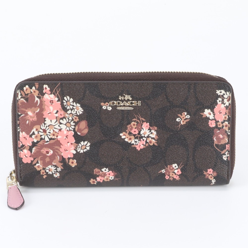 ■美品 コーチ シグネチャーフローラルプリント長財布
