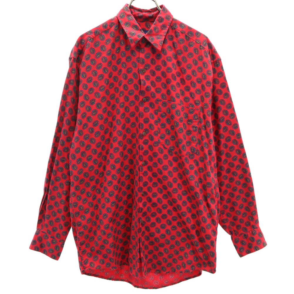 GAP ギャップ 90s オールド 紺タグ ペイズリー柄 長袖 シャツ S レッド
