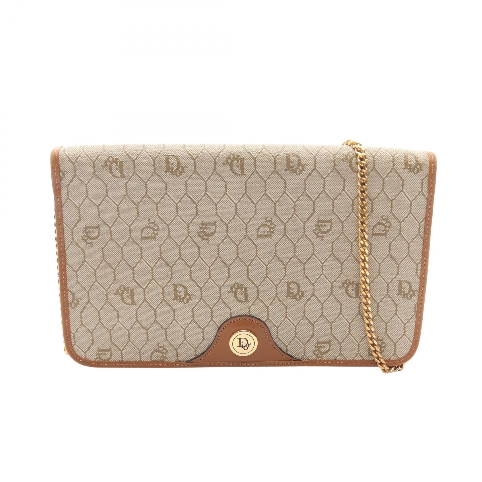 ディオール Dior ハニカム ショルダーバッグ バッグ PVCコーティングキャンバス レザー レディース ベージュ系 / ブラウン系 【中古】
