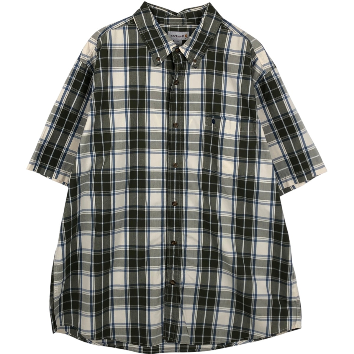古着 カーハート Carhartt チェック柄 ボタンダウン 半袖 ワークシャツ メンズXXL相当/eaa650589