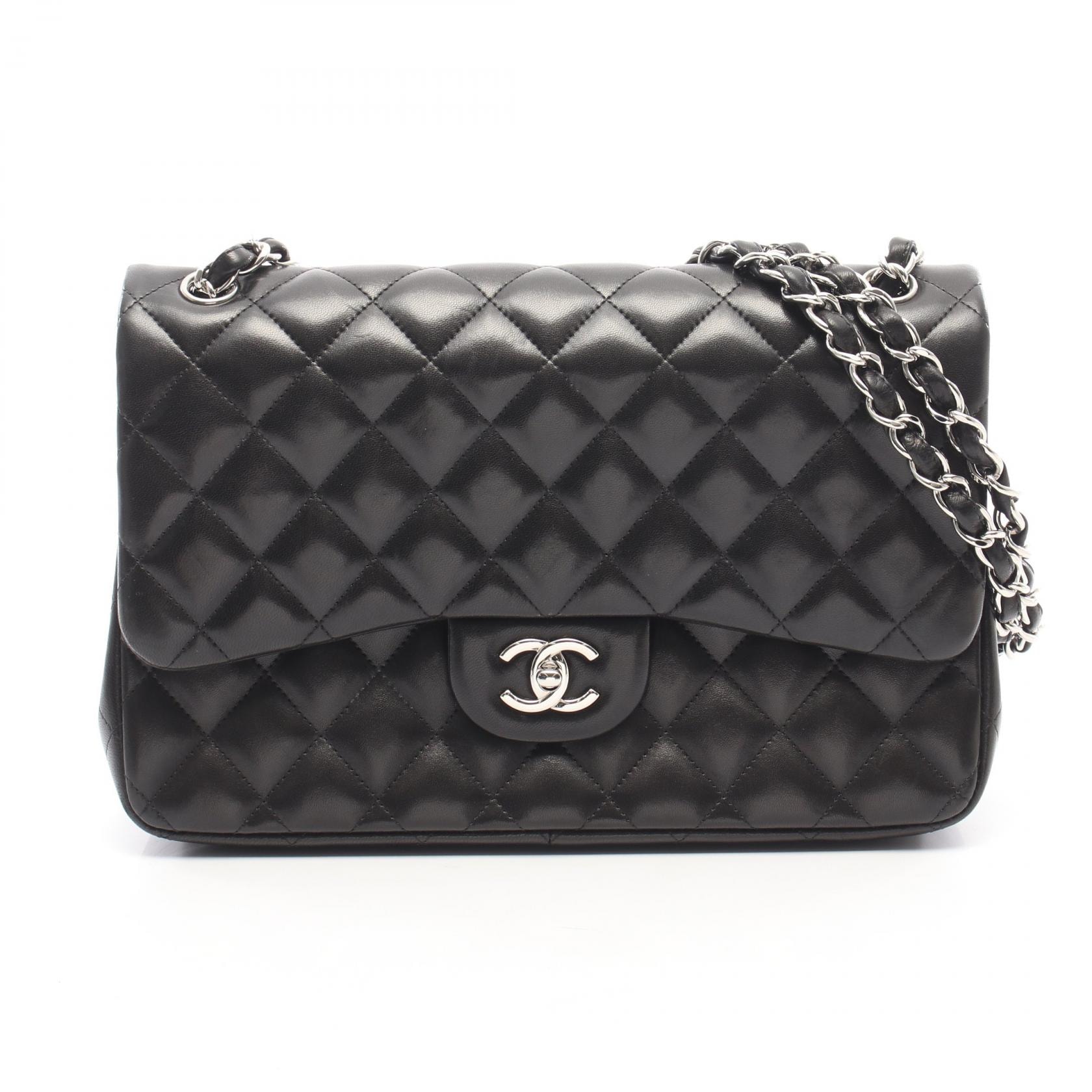シャネル CHANEL デカマトラッセ30 クラシック ラージ Wフラップ ショルダーバッグ バッグ ラムスキン(羊革) レディース ブラック系 A58600 【中古】